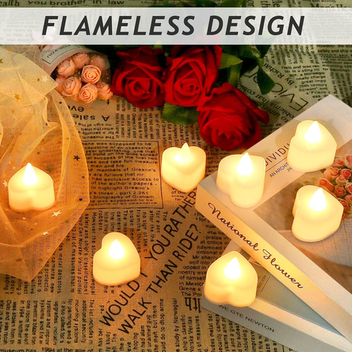 Valentines Day Decorations 1000 Pcs Rose Petals 24 Pcs LED Heart Candles Decor - Picture 3 of 12