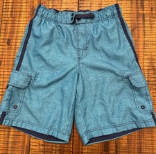 OP Ocean Pacific Swim Shorts Boys Small Blue Cargo Board Trunks Mesh Lined