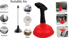 Toilet Sink Drain Bath Plunger Heavy Duty Rubber Unblocker Bathroom Kitchen