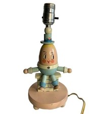 Vintage Wooden Humpty Dumpty Nursery Child's Pink Base Lamp Underwriters