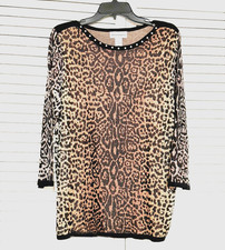 Alfred Dunner Sweater - Animal Print - Embellishments -Lightweight - Size Medium