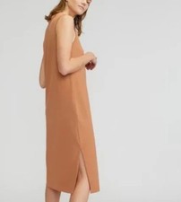 Everlane Women's 100% Organic Cotton Sleeveless Midi Dress Tan Orange EUC Size L