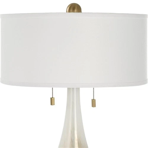 Uttermost Cardoni 2-Light Transitional Fabric & Glass Table Lamp in White/Bronze - Picture 6 of 7
