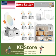 6 Pack 4 Inch LED Recessed Downlights 5-CCT Dimmable 11W Canless Ceiling Lights