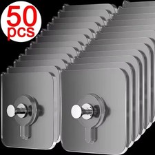 50X STRONG SELF-ADHESIVE WALL HOOKS NO-DRILL PICTURE HANGERS FOR FRAMES & CLOCKS