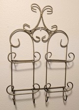 Wall Rack , Metal Gold Paint, Scroll work, 4 Display Sections, 13" x 19" x 2"
