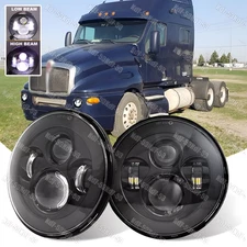 DOT Pair 7" inch Round LED Headlights Hi/Lo Beam Lamp DRL For Kenworth T2000