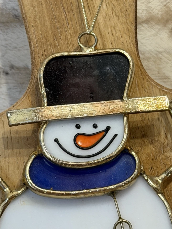 De Colección Muñeco de Nieve Vitral Adorno Atrapa el Sol Método Lámina de Cobre 8x4 Foto 3 de 4