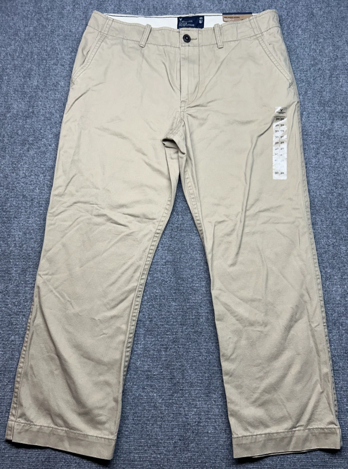 American Eagle Pants Mens 30x30 Khaki Relaxed Fit Casual Chino Cotton Tan New
