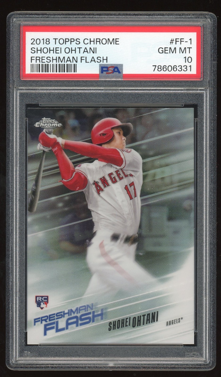 SHOHEI OHTANI 2018 TOPPS CHROME BASEBALL FF1 "FRESHMAN FLASH" ROOKIE CARD PSA 10