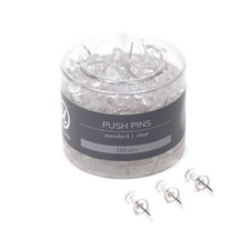U Brands Push Pins, Clear Plastic Head Thumbtacks, Steel Point, 200-Count 1