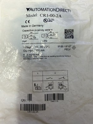 AutomationDirect CR1-00-2A Capacitive Sensor Rectangular Unshielded DC 20mm Cab 