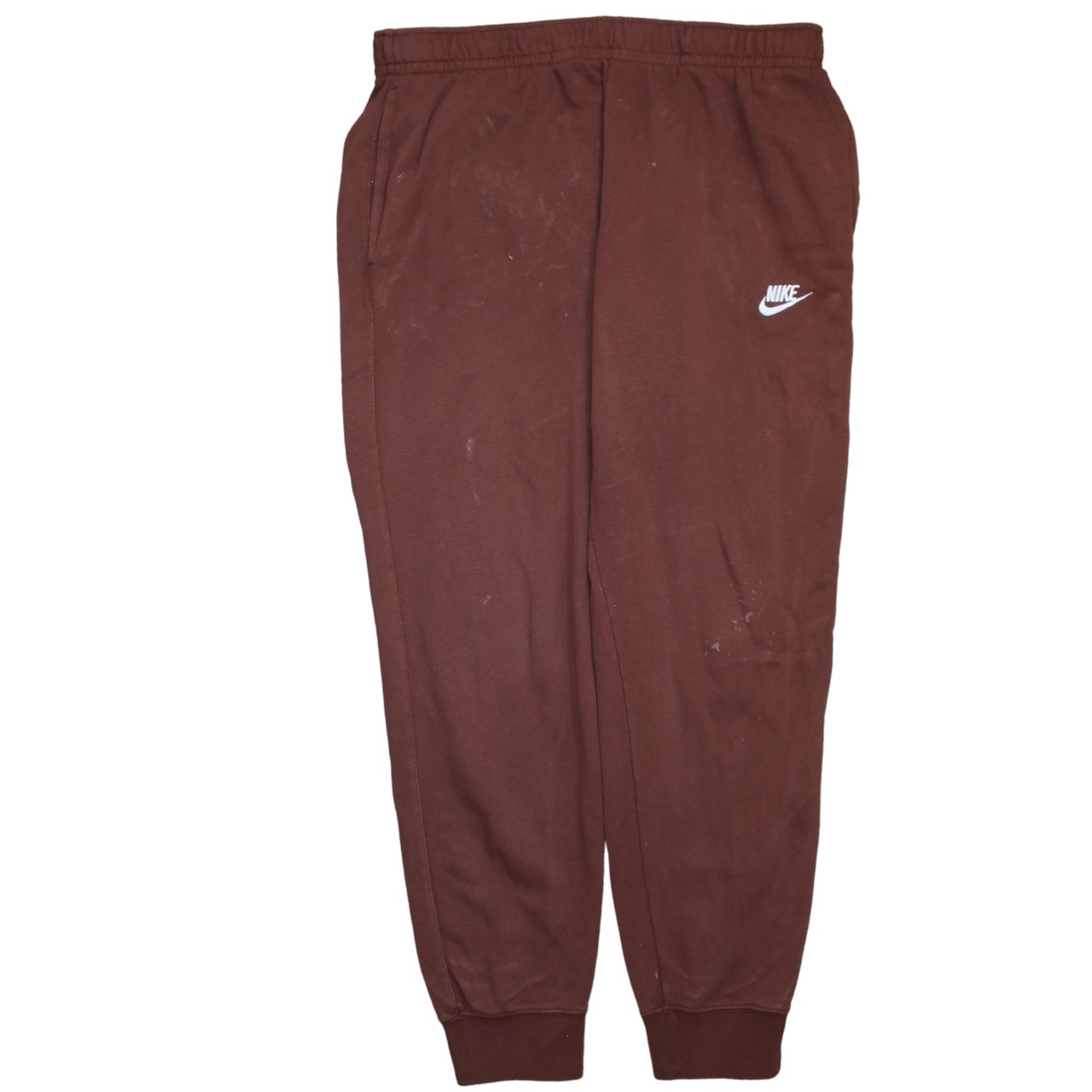 Nike Mens Joggers Brown Fleece Embroidered Swoosh Elastic Waist Tapered Fit L