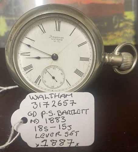 ANTIQUE WALTHAM POCKET WATCH PS BARTLETT L/SET *1887* WORKING ORDER,RR INTEREST