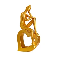 Modern Art Decor,Bookshelf Decorations Objects,Thinking About Girl Statues,Mo...