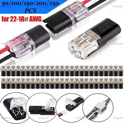250pcs Double-Wire Plug-in Connector, Cable Clamp with Locking Buckle, AWG 18-22