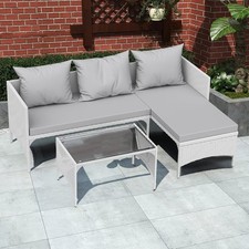 Rattan Garden Sofa Armchair Chair Settee Patio Garden Set Corner L Shaped Grey