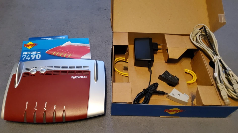 AVM FRITZ!Box 7490 Wireless Router/DSL-Modem - Rot, Top-Zustand in OVP!