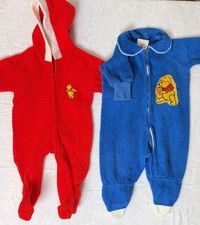Vintage Children's SEARS PENNEYS footed pajamas-POOH-9 months-LOT OF 3-Sweet 