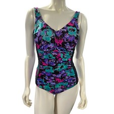 Maxine of Hollywood Approx 8/10 80s Floral One Piece Swimsuit USA