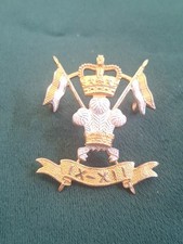 9TH 12TH LANCERS OFFICERS SP GILT CAP BADGE ON LUGS QUEENS CROWN ORIGINAL