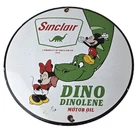 Vintage Sinclair Gas Porcelain Sign - Mickey Mouse Gasoline Pump Sign