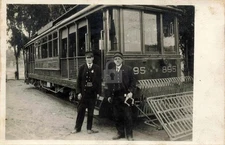 Temple St. Trolley Motorman & Conductor  Los Angeles CA RPPC Postcard COPY