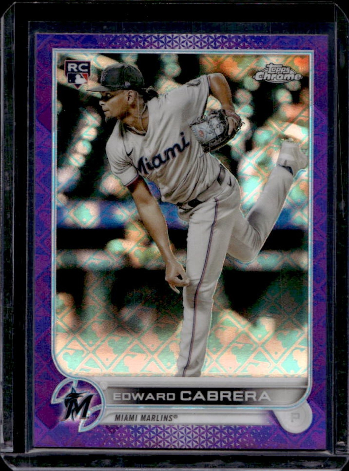 2022 Topps Chrome Logofractor Edward Cabrera Refractor Purple RC #/250 Marlins