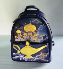 Loungefly Disney Aladdin Jasmine Castle Series Golden Genie Lamp Mini Backpack