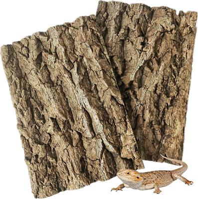 Fhiny 2 PCS Cork Bark Background, 11.6'' X 7.7'' Natural Cork Bark for Reptiles 