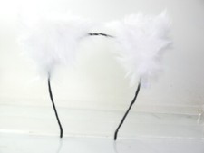 3 Light up Soft White Furry Kitty Cat Ears Headband withYELLOW LED Lights 3 SETT