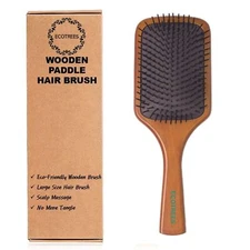 Ecotrees Wooden Paddle Hair Brush, Air cushion massage comb,Anti Static Detangle