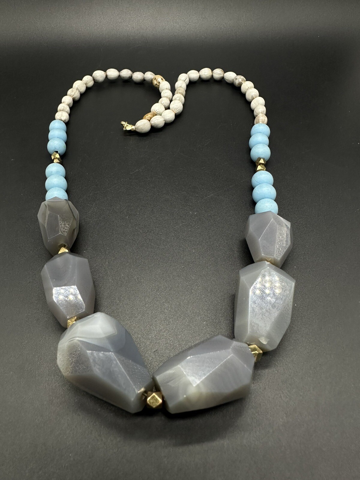 multi colored stone statement necklace vintage 28” - image 3