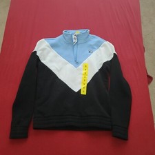 Fila Womens Quarter 1/4 Zip Pullover Sweatshirt Blue White Black Size Small New