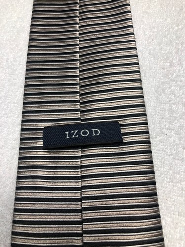 IZOD MENS TIE BEIGE AND BLACK 4 X 60 - Picture 4 of 4