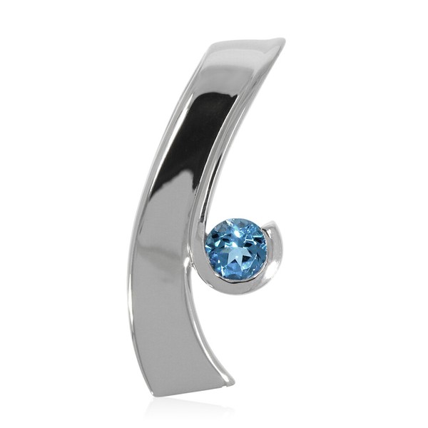 Xen AnhäNger Mit 5 Mm Swiss Blue Topas Ca. 0,54 Ct. Rhodiniert-image