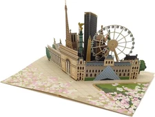 3D Paris Skyline Pop-Up Card – Eiffel Tower, Louvre, Notre-Dame Birthday