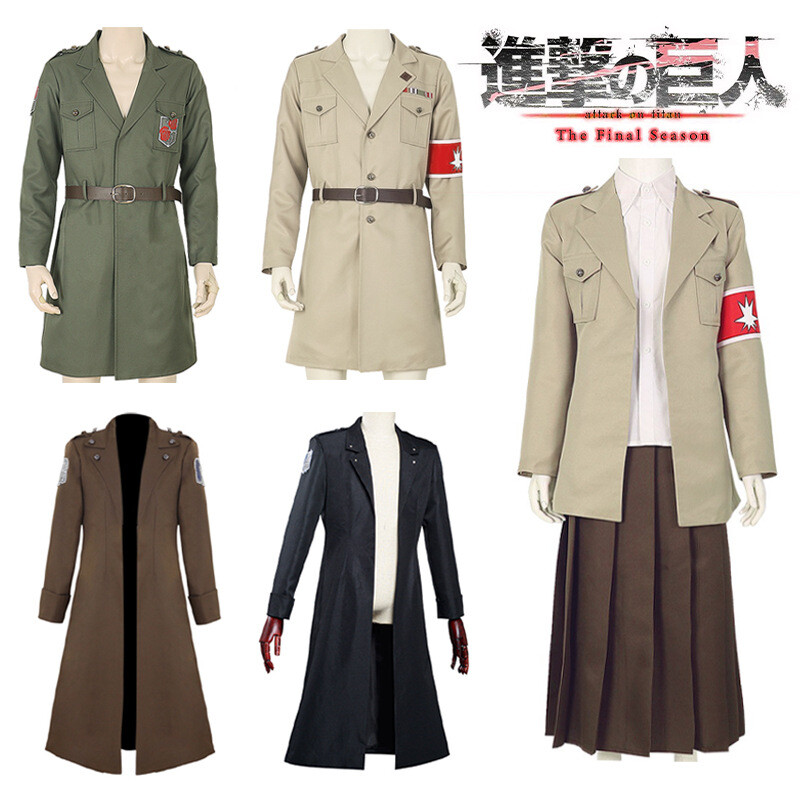 Attack on Titan Cosplay Eren Levi Jacket Marley Military Officer