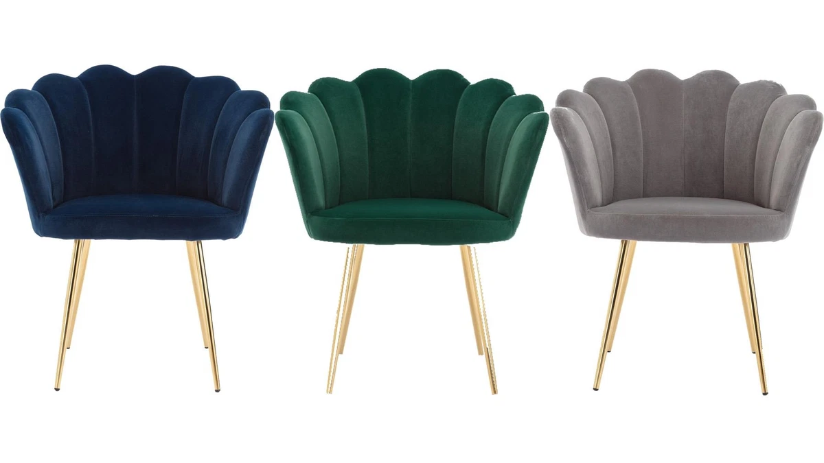 Compact Scallop Armchair Velvet Occasional Chair Living Dining