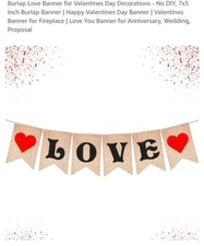 KatchOn Burlap Valentine Banner, 7x5 Inch, Beige & Red