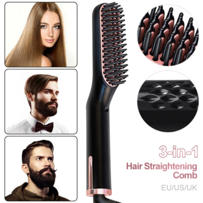 Fast Beard Straightener Comb Glätteisen Bart Haarkamm Haarglätter Bürste Männer