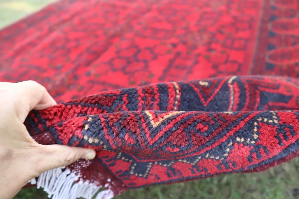6x8 ft, Afghan Bokhara Rug, Red Black Tribal Wool Rug, Bedroom Rug, Kitchen Rug - Image 4 of 4