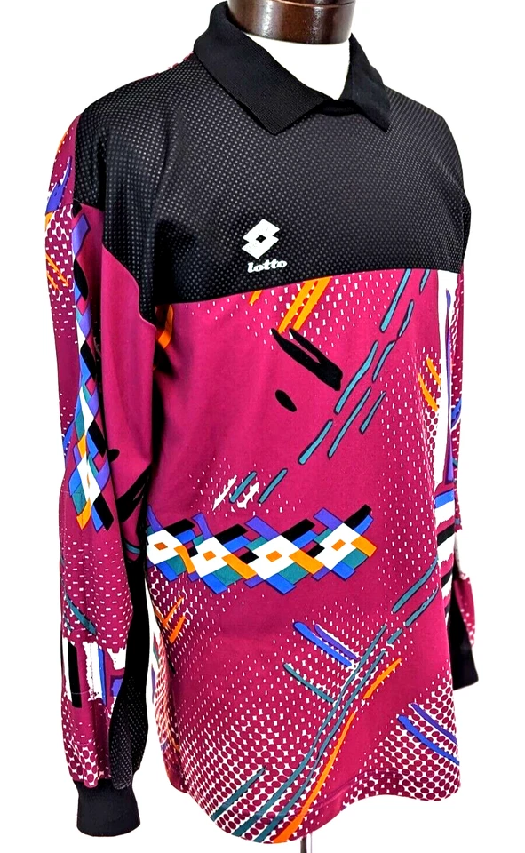 Vtg 90s LOTTO Men's M Goalkeeper Soccer Shirt Jersey Fiorentina Made in ITALY * - Image 4 of 4