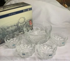 Vintage Les Verreries De Saint Gobain Duralex 5 pc Glass Salad Bowl Set France