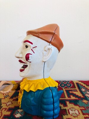 VTG 60s Book of Knowledge Cast Iron Mechanical Bank Humpty Dumpty