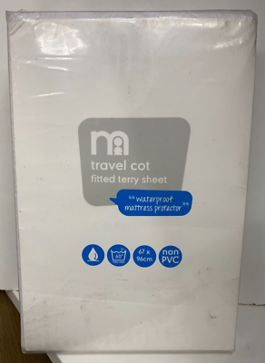 MOTHERCARE TRAVEL COT FITTED TERRY SHEET WATERPROOF MATTRESS - Main Image