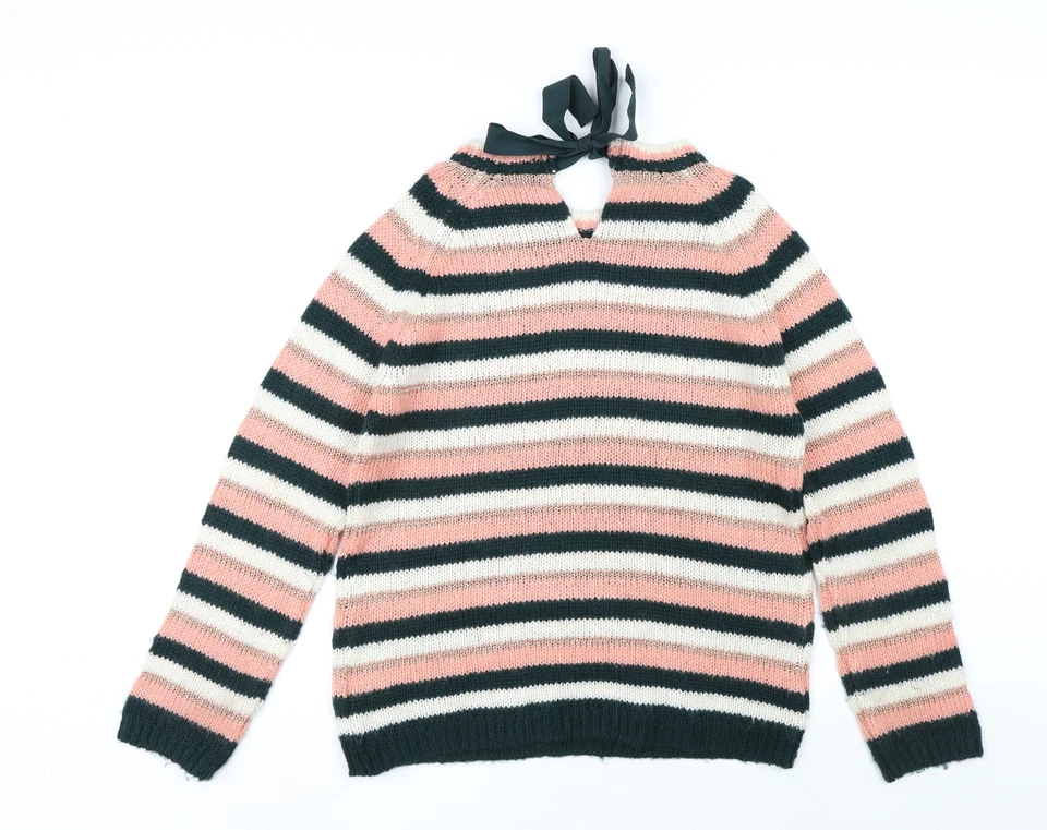 Dorothy Perkins Womens Multicoloured Round Neck Striped Acrylic Pullover Jumper  - Image 2 of 4