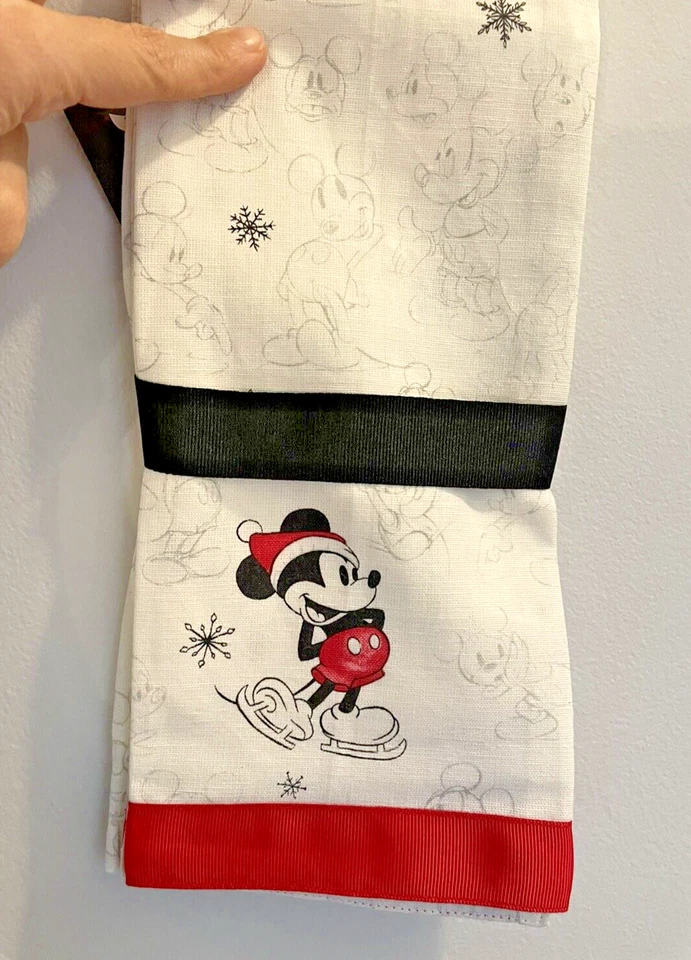 Cerámica Granero Mickey Mouse Navidad Disney Toalla de Mano Cocina Vacaciones Regalo Set 2 Foto 4 de 4