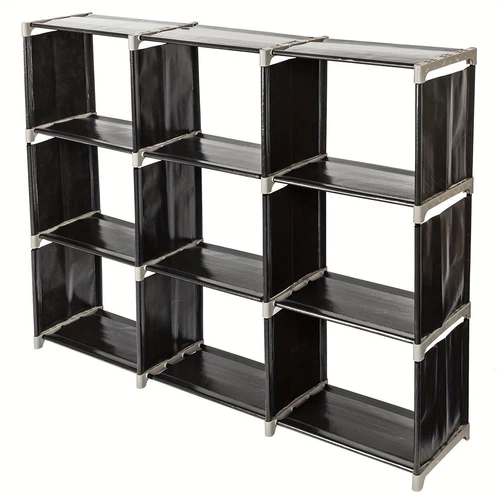Multifunctional Assembled 3 Tiers 9 Compartments Storage Shelf Black - Picture 4 of 9