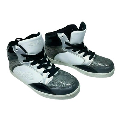 High Top Gia Mia Dance Tennis Shoes Women's Size 6 Sequins Black & White
